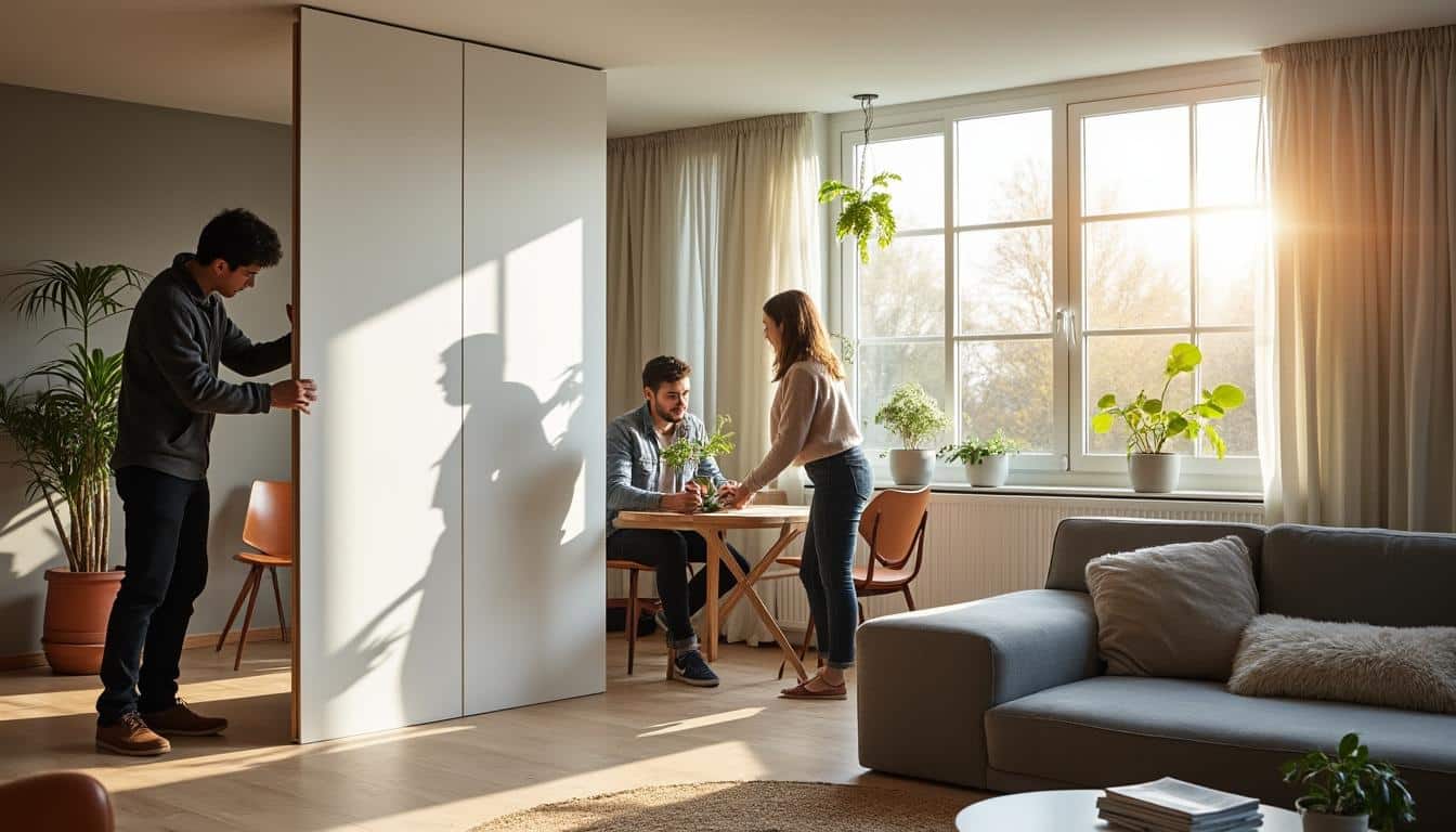 Illustration: Avantages et inconvénients d’une cloison amovible sans perçage