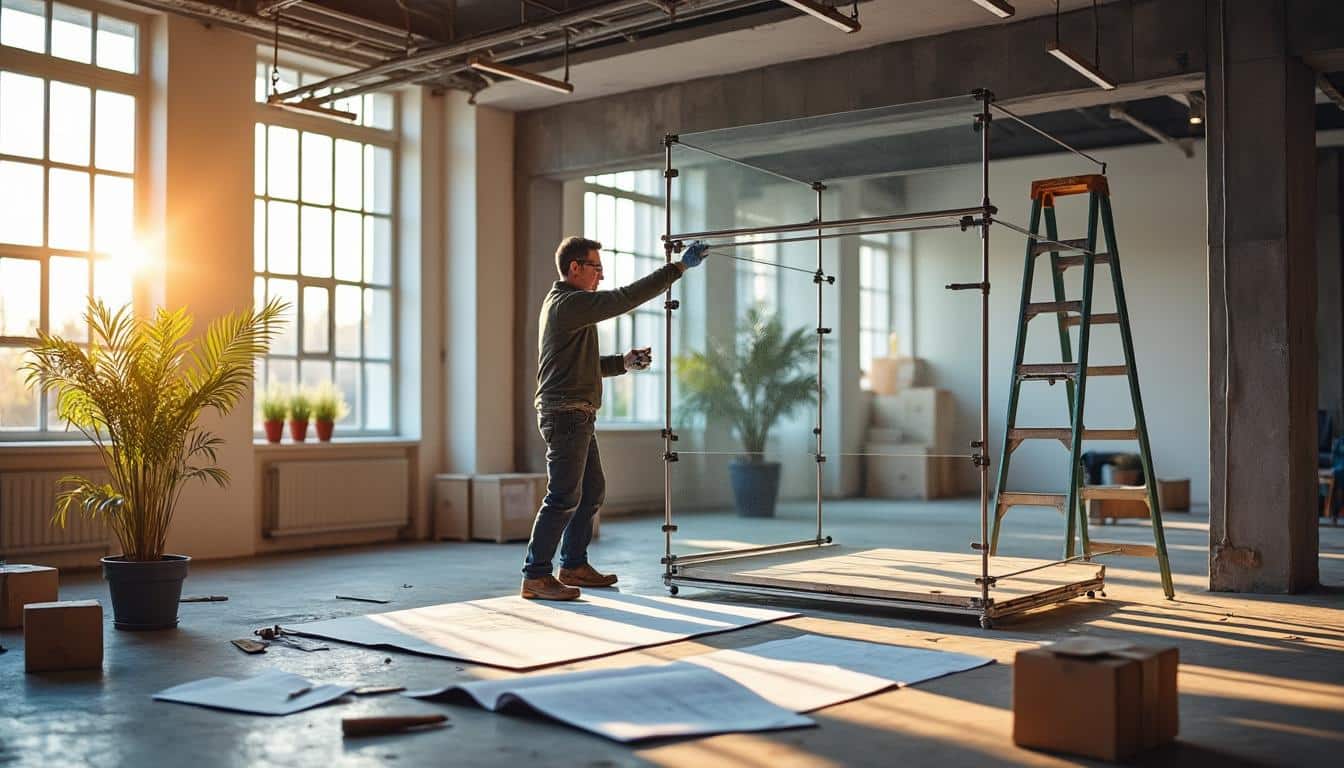 Illustration: Définition et principe de la cloison amovible à vérin