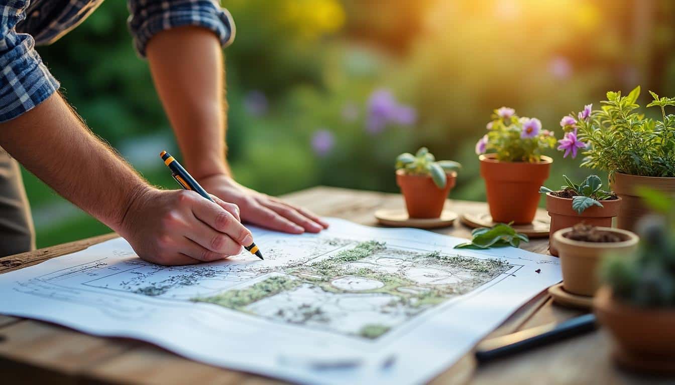 Illustration: Étapes pour réaliser un plan de jardin paysager