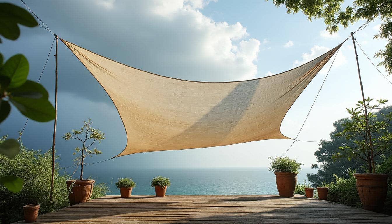 Voile d’ombrage sous tension face au vent fort : guide complet
