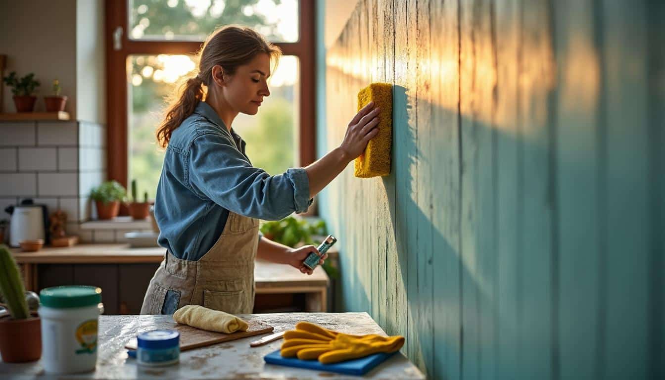 Illustration: Comment préparer efficacement un lambris vernis sans ponçage avant de le peindre ?