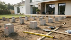 Fondations sur plots en béton : dimensions et pose