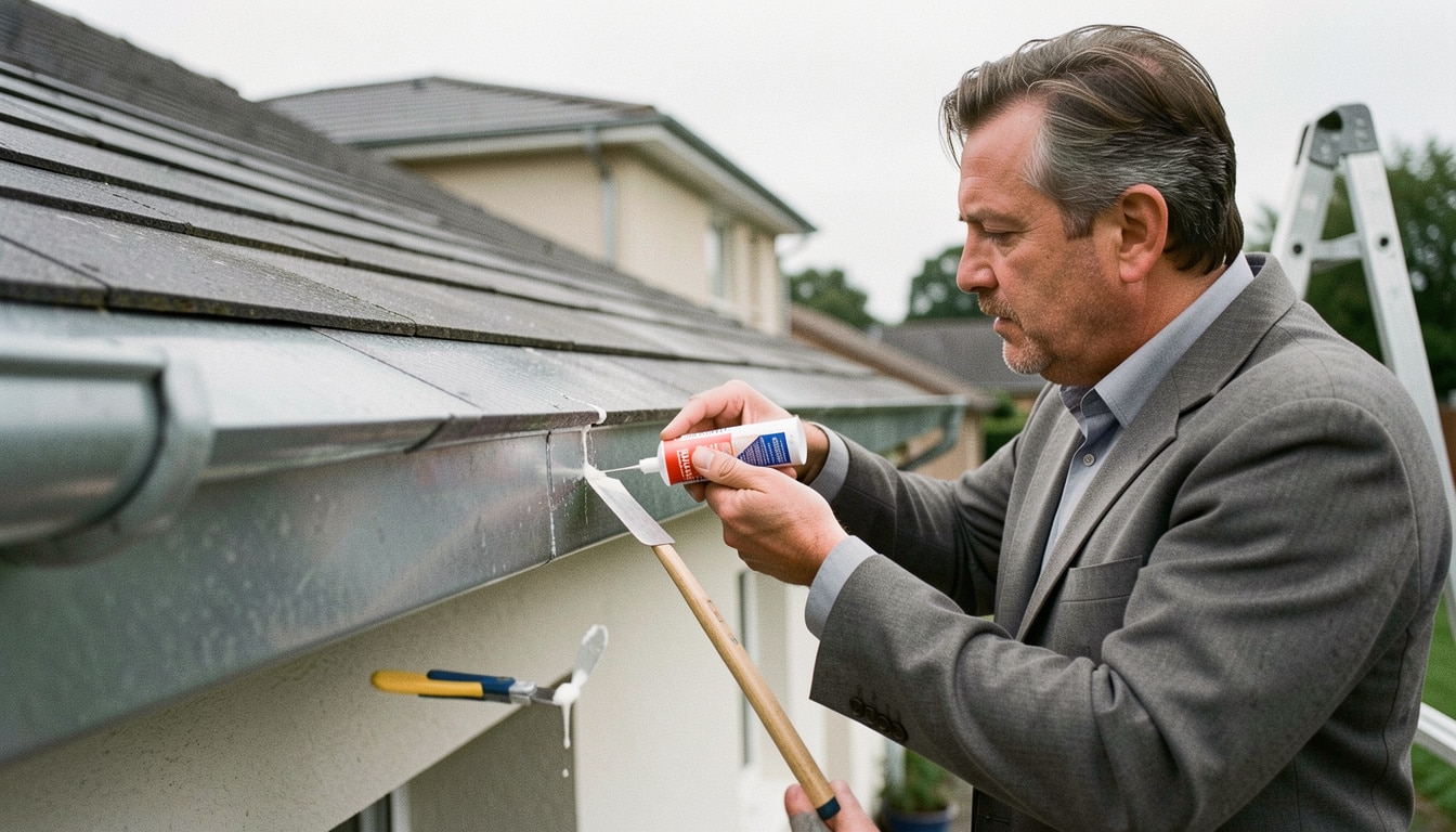 Réparer une gouttière en zinc avec une soudure à froid
