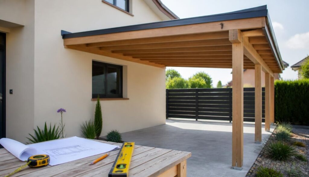 Plan de carport à toit monopente : dimensions et schéma
