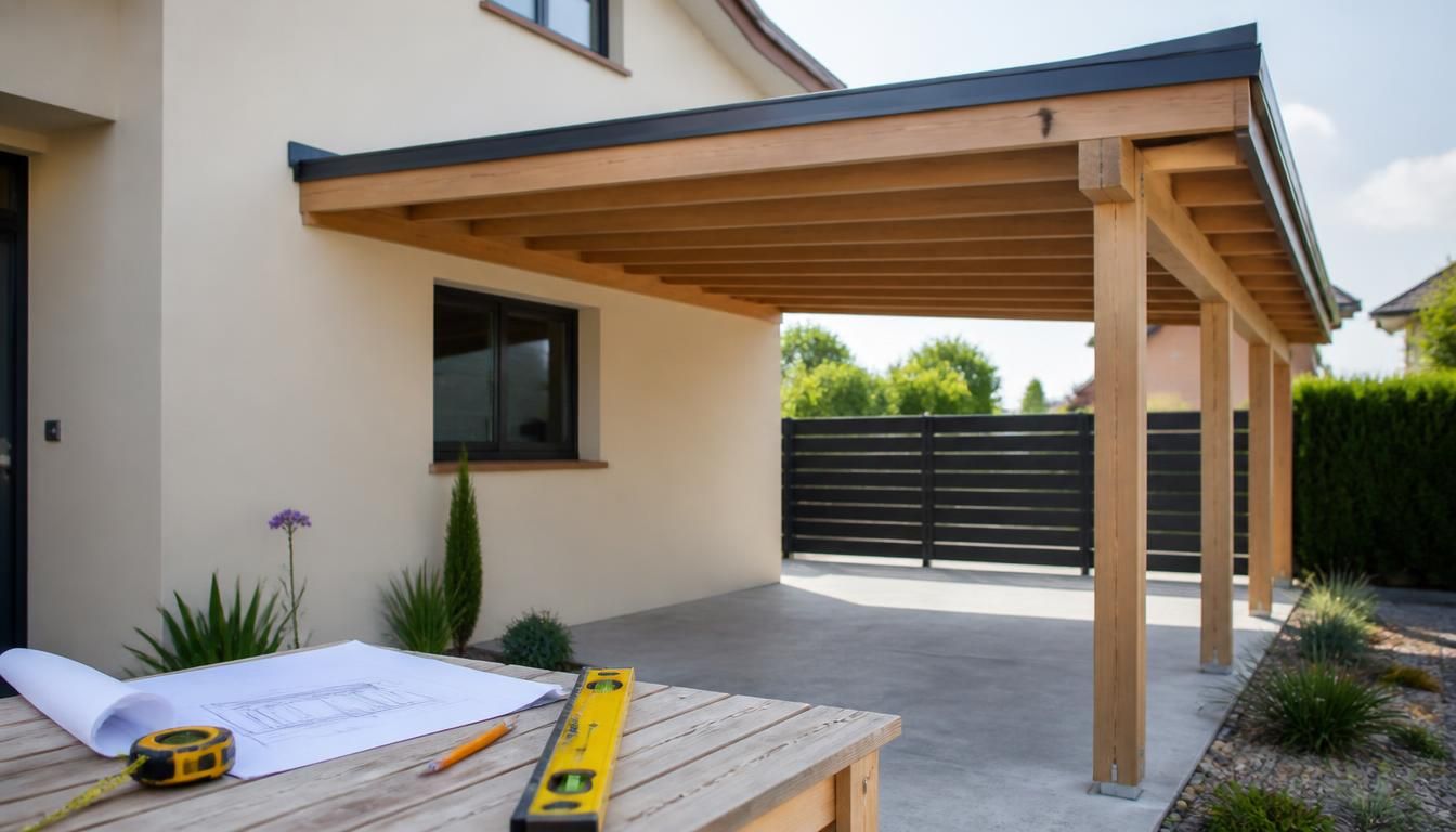 Plan de carport à toit monopente : dimensions et schéma